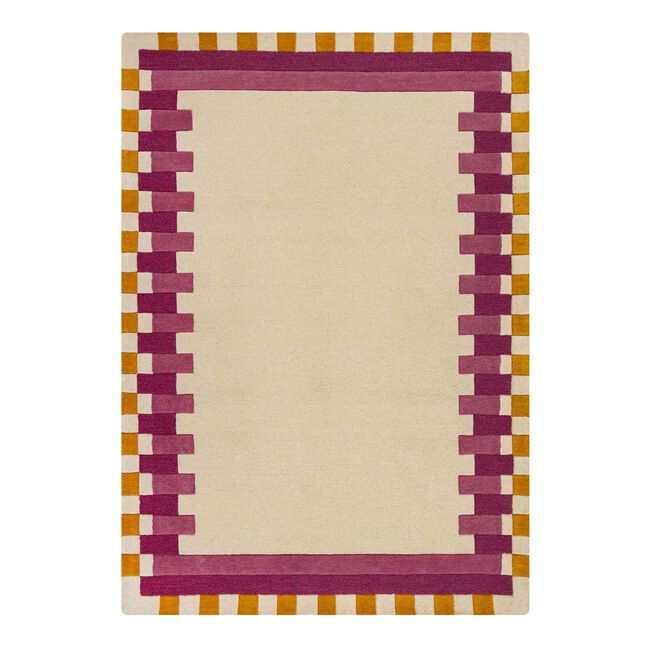 KAI WOOL BORDER PINK/ YELLOW 120X170cm Rug