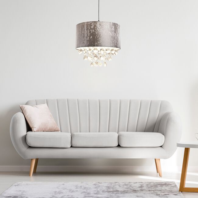 Crushed Velvet With Pendant Ceiling Shade