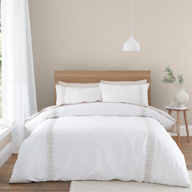 BIANCA SINGLE DUVET COVER Embroidery Leaf