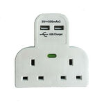 2 Way Multi Socket with Surge Protector & USB Port