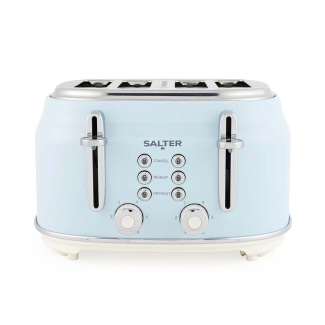 SALTER RETRO BLUE CURVED BODY 4 Slice Toaster