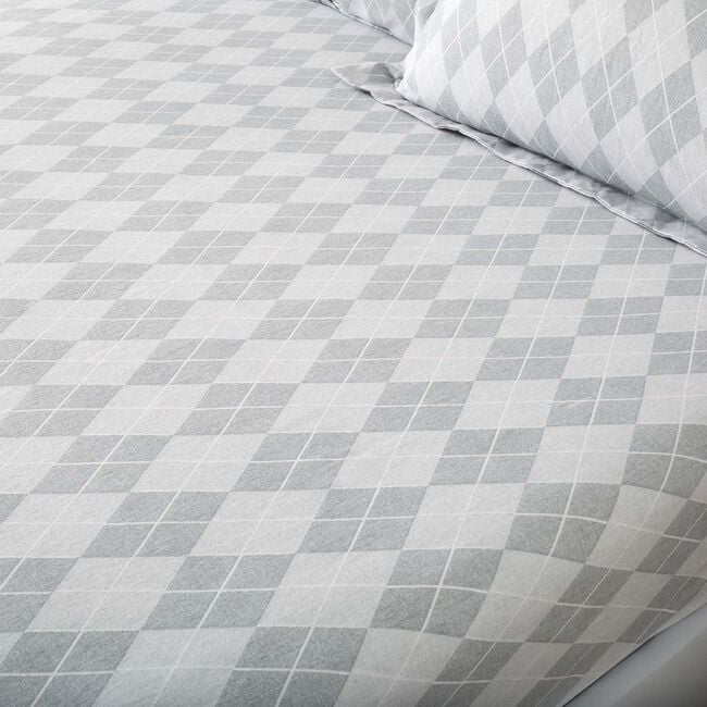 BRUSHED COTTON ARGYLE Single Fitted Sheet 