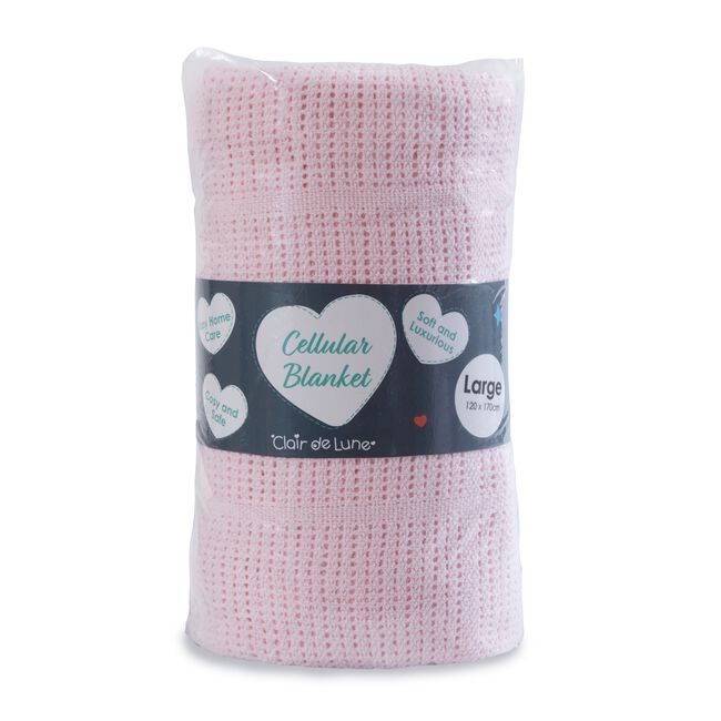 CLAIR DE LUNE LARGE PINK Cellular Blanket 