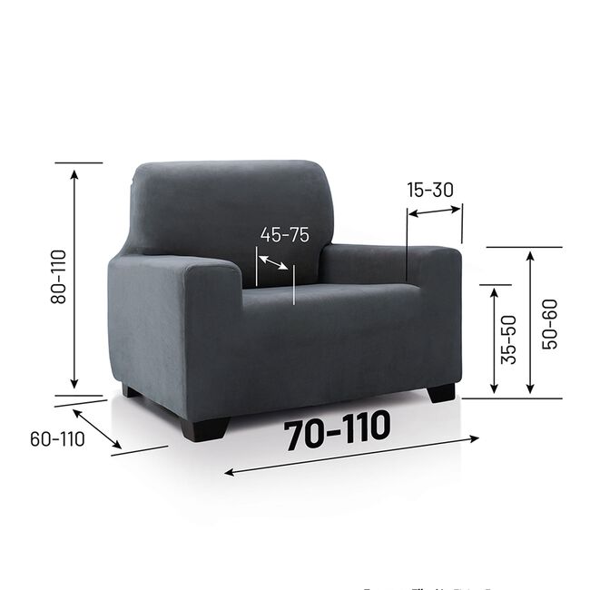 REGAL MILLS EASYSTRETCH VELVET DARK GREY Armchair Cover