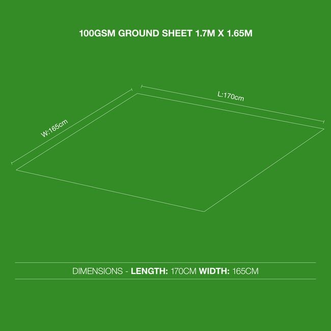 100GSM Ground Sheet Tarp 1.7m x 1.65m