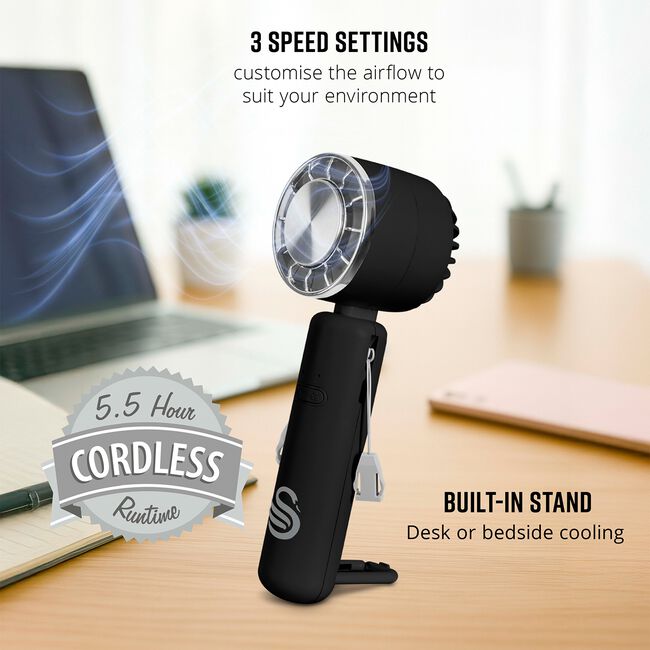 SWAN Rechargeable handheld Fan Black