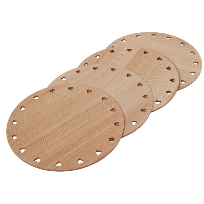 Round Wooden Hearts Placemats 4 Pack 