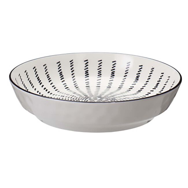 Siaki Cream & Black Printed Pasta Bowl