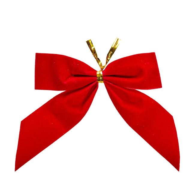 Velvet Bows Christmas Decoration 12 Pack - Red