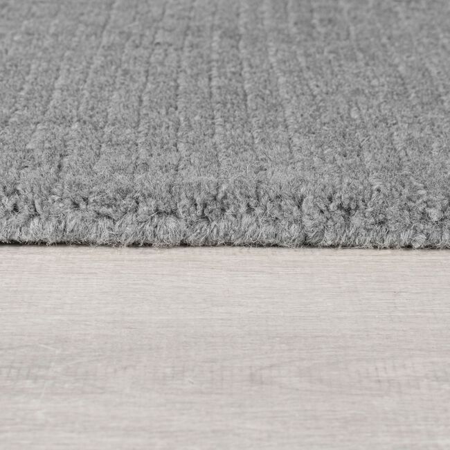 TEXTURED WOOL BORDER GREY 120x170cm Rug