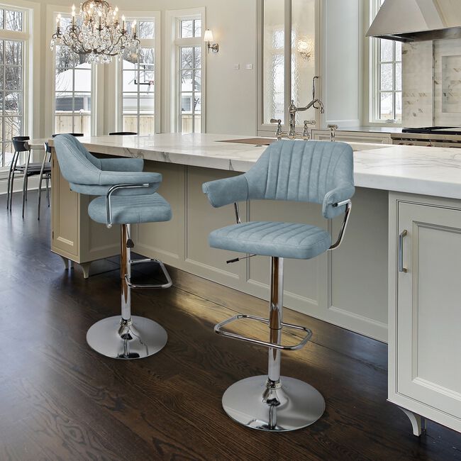 BELMONT Barstool Velvet Stone Blue