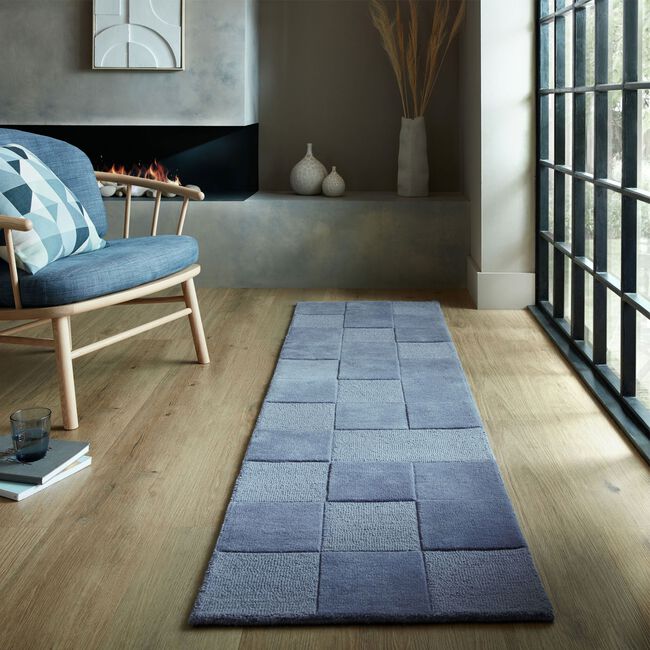 CHECKERBOARD 60x230cm Runner Blue