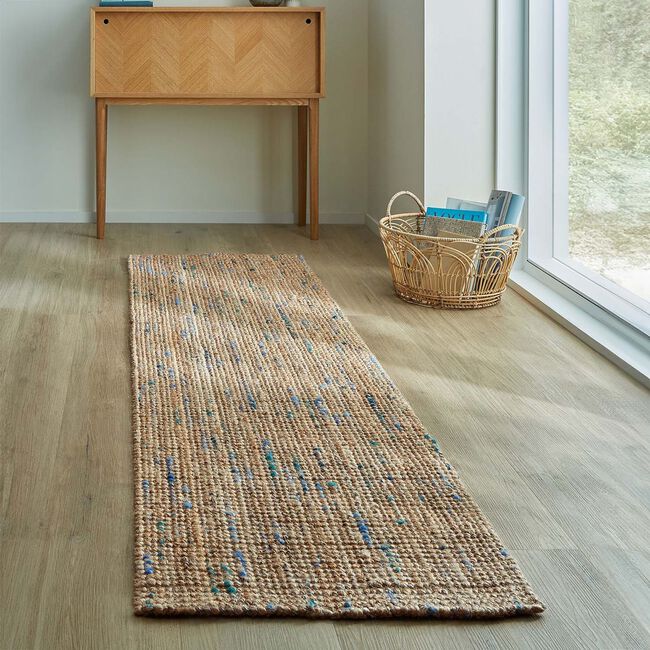 JUTE BOUCLE NATURAL/BLUE 60X300cm Runner