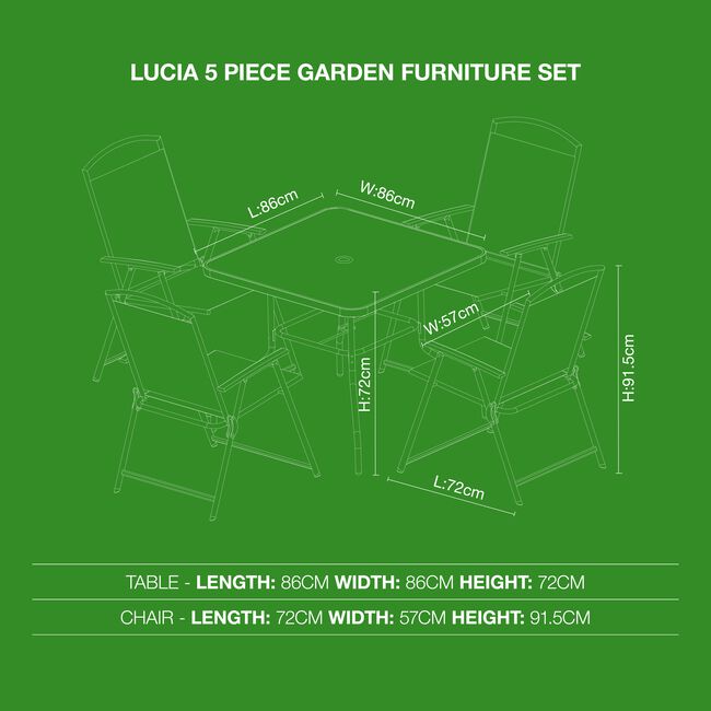 Lucia 5 Piece Garden Furniture Set