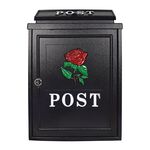 Postplus Rose Diecast Steel Letterbox Black