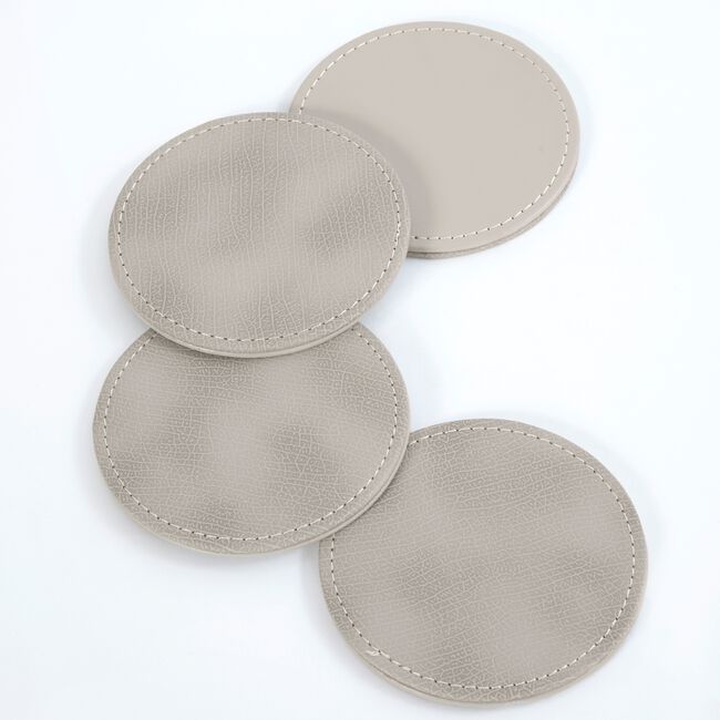 Reversible Round Bark Grey Coasters - 4 Pack