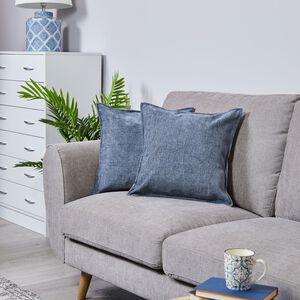 REVERSIBLE CHENILLE DENIM 2PK 45X45 Cushion Covers