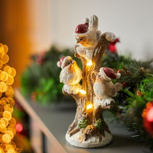 Christmas Robin On Snowy Tree decoration