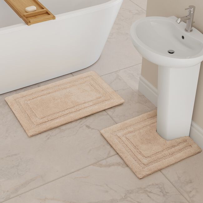 COTTON BORDER SAND 50x80 Bath Mat