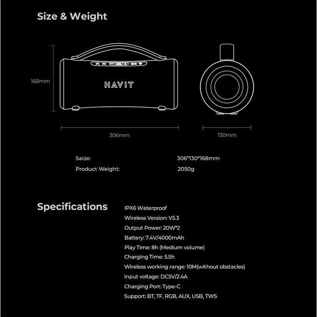 Havit Deep Bass Bluetooth Speaker
