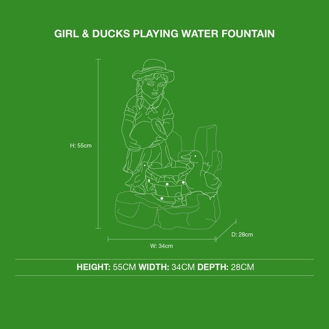 Girl & Ducks Playing Garden Water Feature