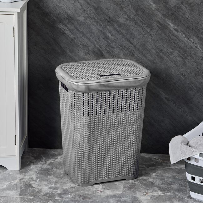 Knit Laundry Hamper Dark Grey 