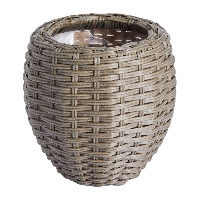 WICKER Small Round Plant Pot Grey