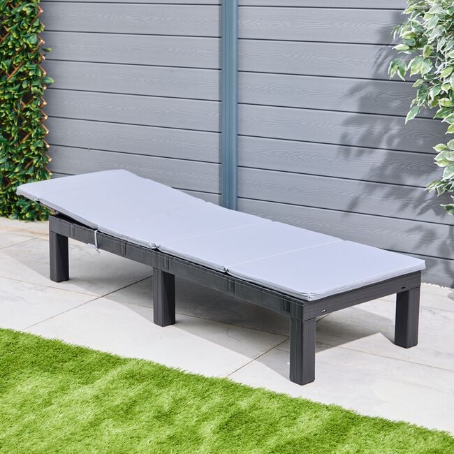 Reclining Sun Lounger with Grey Cushion