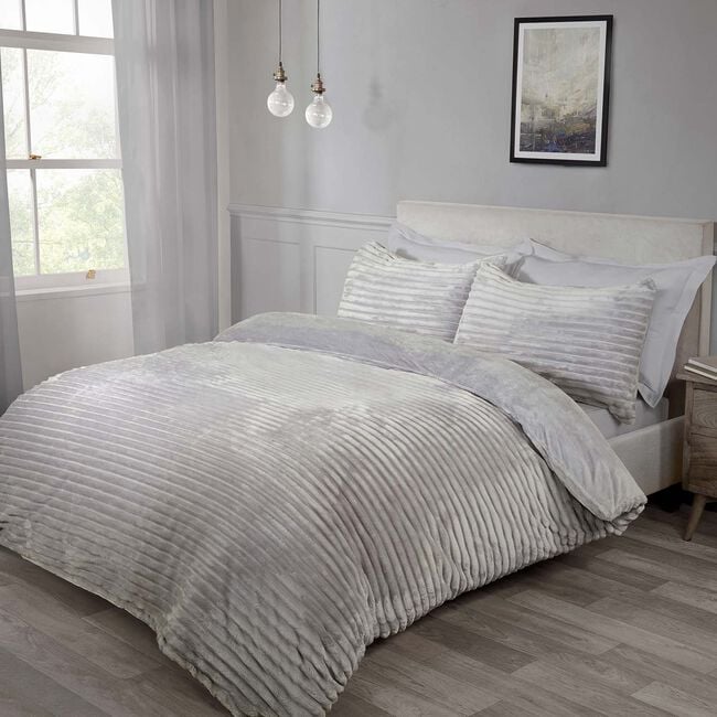 SINGLE DUVET COVER Cord Fleece Grey