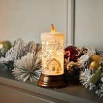 Light Up Swirling Glitter Merry Christmas Candle