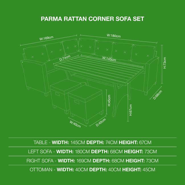 Parma Rattan Corner Sofa Set