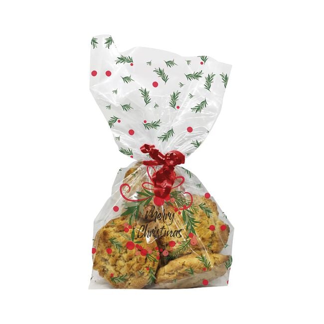 Merry Christmas Wreath 20 Cello Treat Bags