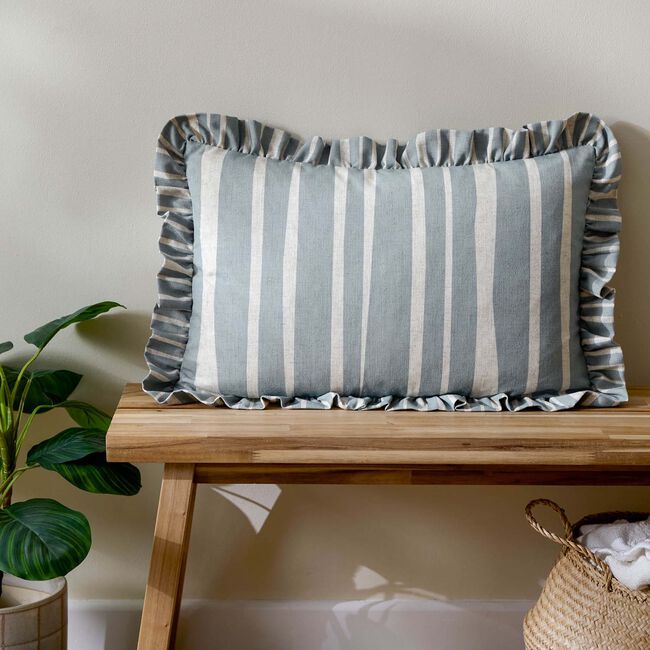 FURN CARMON STRIPE LINEN/BLUE 40x60 Cushion