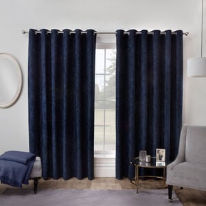 BLACKOUT & THERMAL HERRINGBONE NAVY 66x54 Curtain