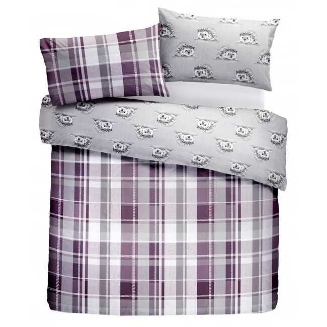 SINGLE DUVET COVER Dreams & Drapes Colville Check Plum