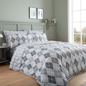 Argyle Bedspread 200 x 220cm - Grey