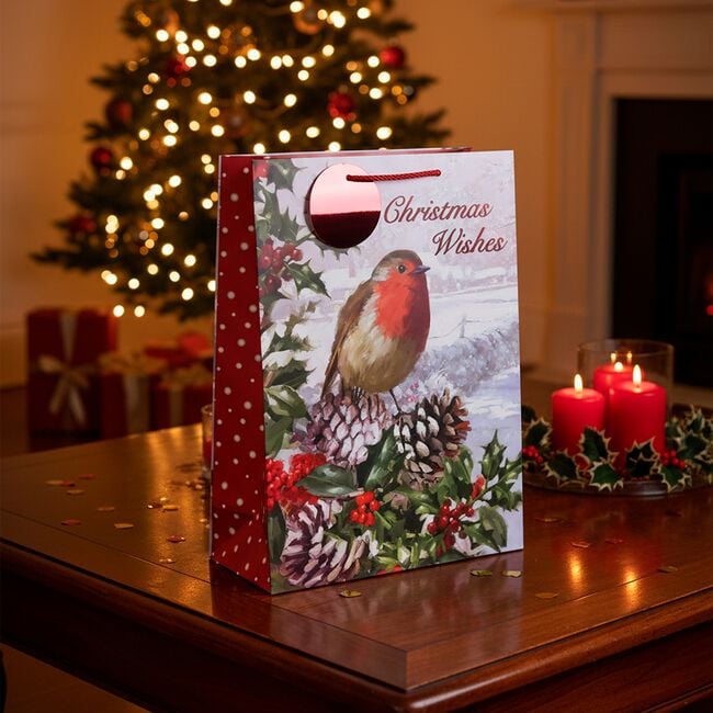 MEDIUM GIFT BAG - Christmas Robin