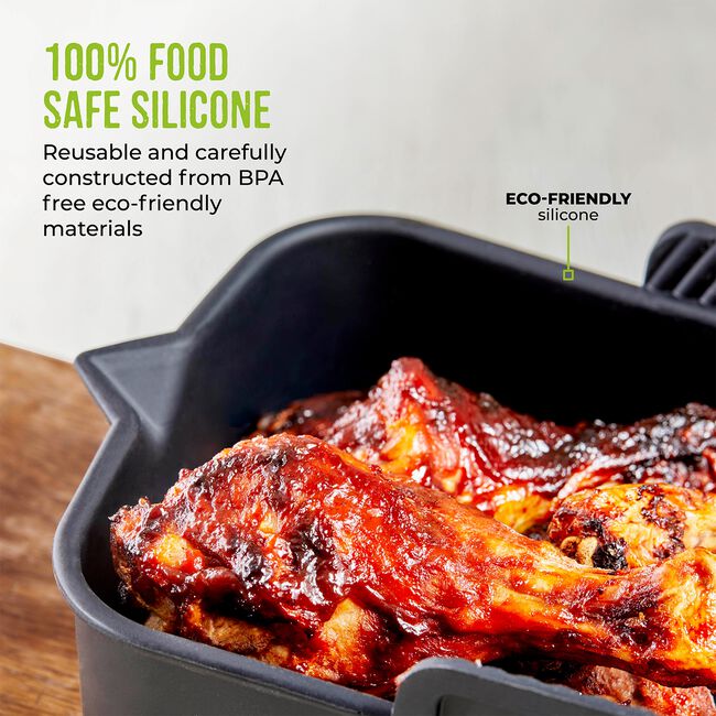 Tower Black Rectangular Air Fryer Tray - 2 Pack