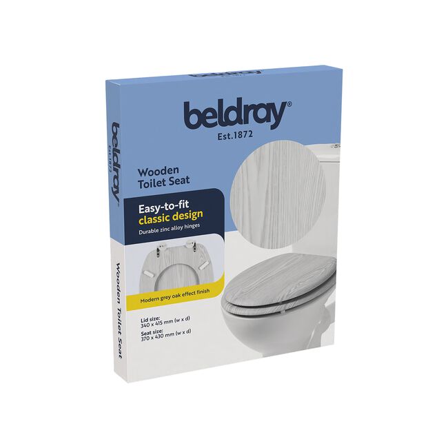 BELDRAY GREY WOOD Effect Toilet Seat