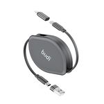 Budi Black 4 in 1 Retractable Charger & Sync Cable