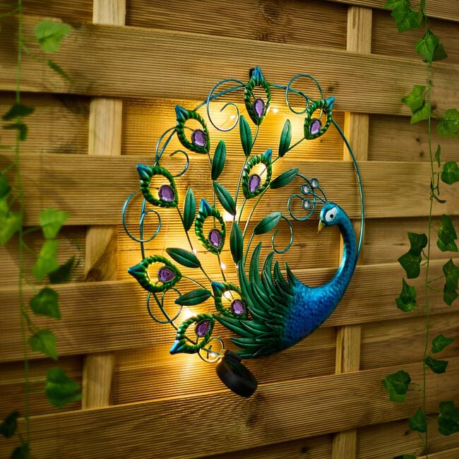 Solar Peacock Garden Wall Art