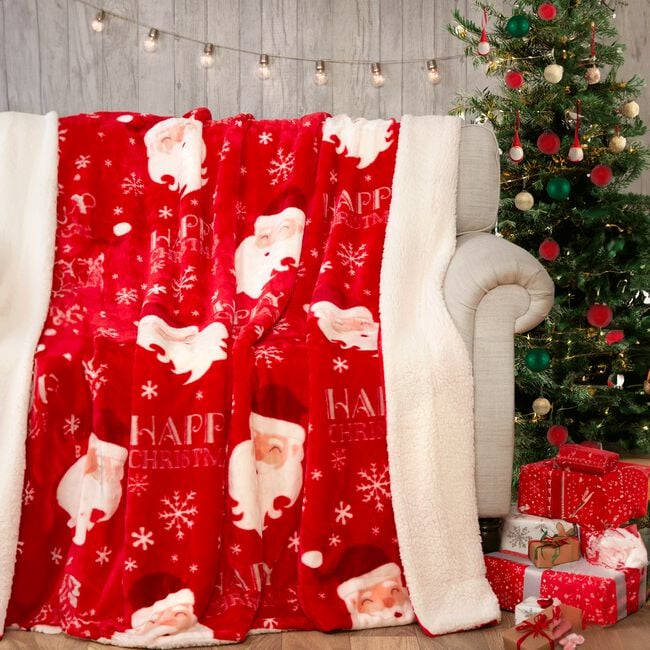 Ruane Snowy Santa Sherpa Throw 127cm x 152cm 