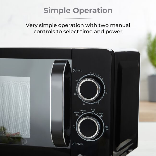 Tower 800W Black 20L Manual Microwave 