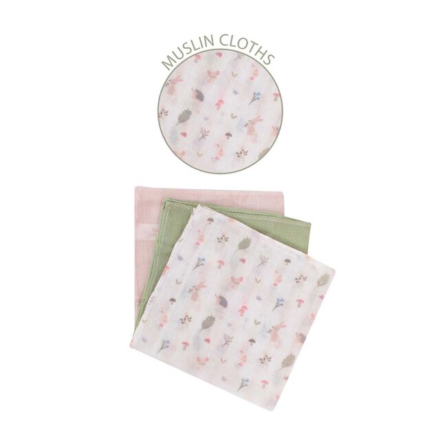 First Steps Garden Tales Muslin Cloths - 3 Pack