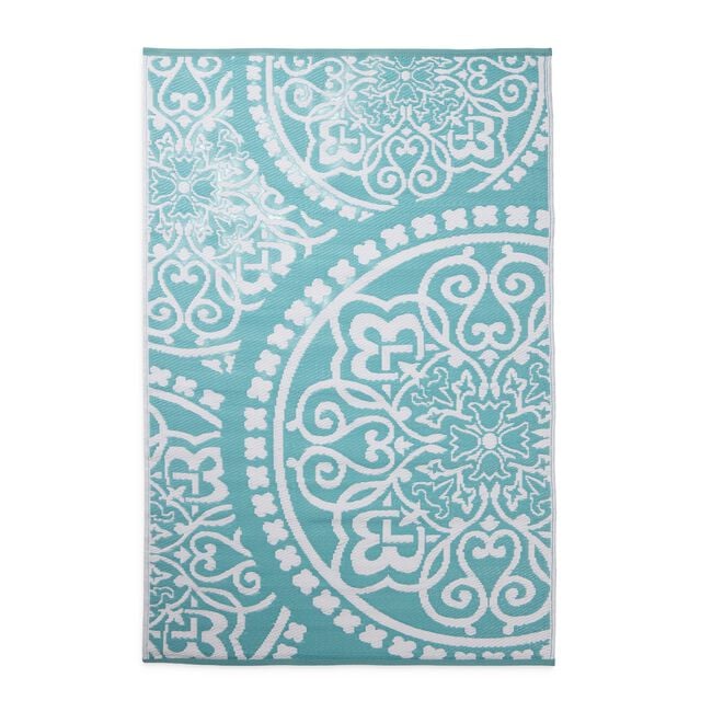 Mosaic Tile 120cm x 180cm Outdoor Rug - Duck Egg