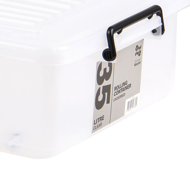 35L Rolling Underbed Storage Box w/Lid Clear