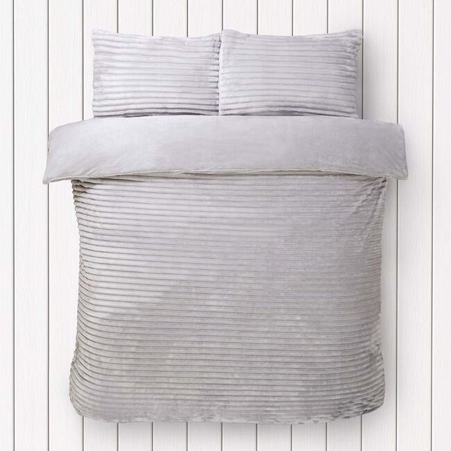 SINGLE DUVET COVER Cord Fleece Grey
