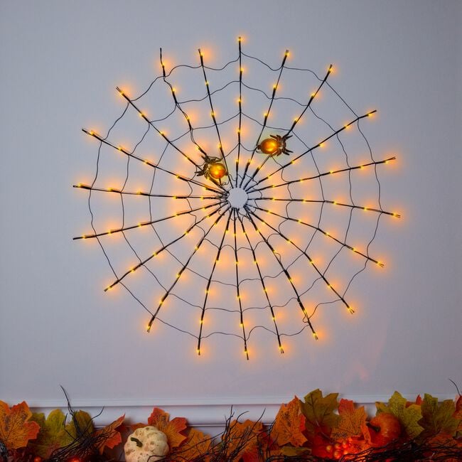 Halloween Amber 100 LED Spider Web Light