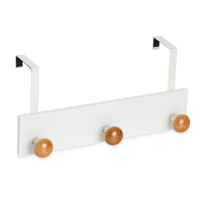 Over Door 3 Hook Wooden Coat Rack