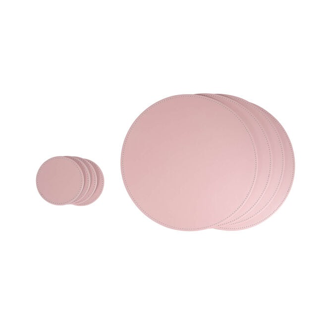 Reversible Round Placemats 4 Pack - Grey & Blush
